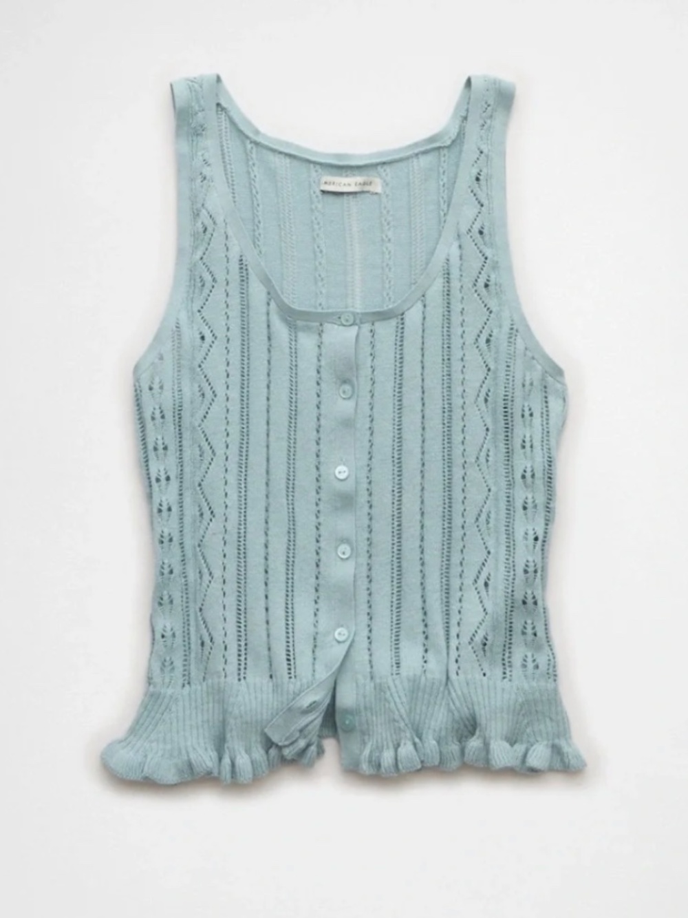 NEW American Eagle Soft Pointelle Peplum Sweater Tank Light Blue Size S
